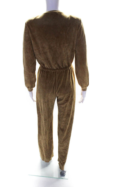 Suzie Kondi Womens Velour V Neck Jumpsuit Teddy Size XS