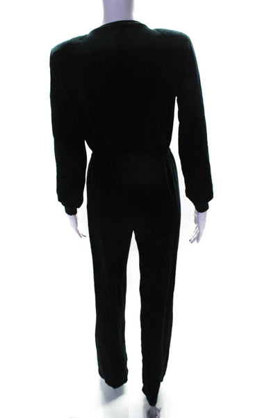Suzie Kondi Womens Velour V Neck Jumpsuit Black Size XS