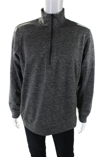 Adidas Mens Half Zipper Mock Neck Sweater Gray Size Large