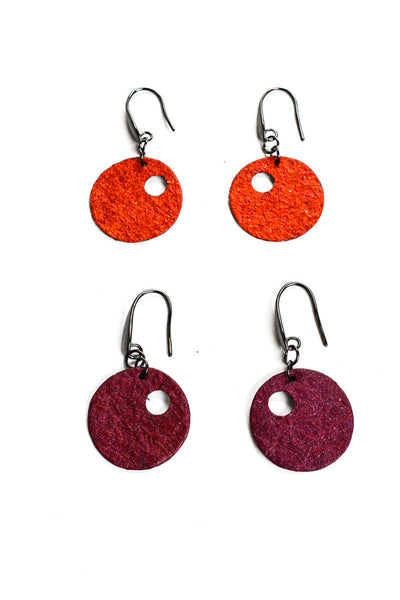 Erin Basset Womens Cutout Circle Earrings Red Purple Lot 2