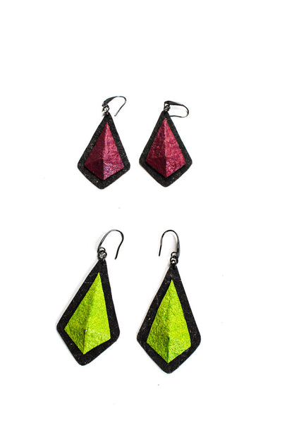 Erin Basset Womens Geometric Dangle Earrings Lime Wine Lot 2