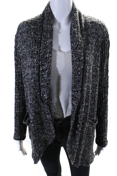 Splendid Womens Long Sleeve Open Knit Cardigan Sweater Gray Black Size XS