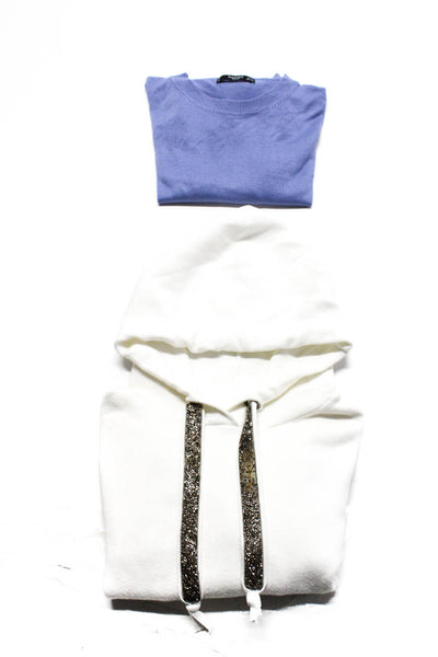 Zara Knit Mango Women's Sweater Hoodie White Blue Size XS S Lot 2