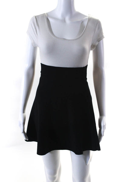 Theory Womens Elastic Waistband Knit A Line Skirt Black Size Petite