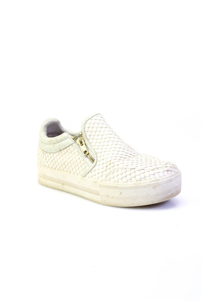 Ash Womens Fish Scale Low-Top Platform Sneakers White Size 38