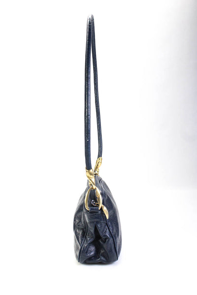 De Vecchi Womens Blue Leather Shoulder Bag Handbag