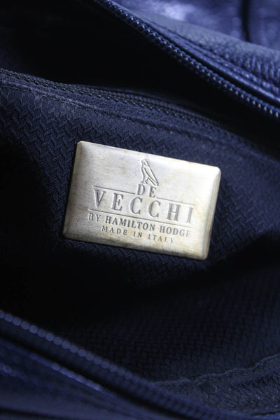 De Vecchi Womens Blue Leather Shoulder Bag Handbag
