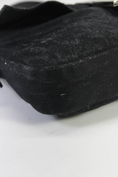 Fendi Womens Baguette Logo Snap Closure Shoulder Bag Hand Bag Black