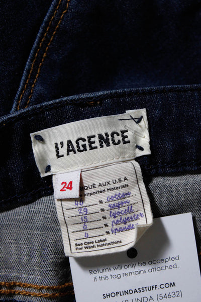 L'Agence Womens Skinny Leg Jeans Dark Blue Size 24