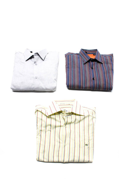 Lacoste Ragazzo Mens Striped Solid Button Down Shirts Multi Size 18/20/40 Lot 3