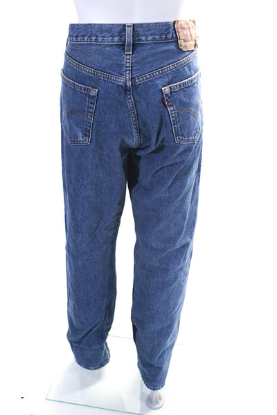 Levis Womens Straight Leg Cuffed High Waist Jeans Dark Blue Size 36