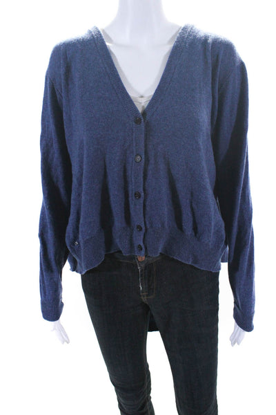 BLESS Womens Oversize V Neck Button Up Cardigan Blue One Size