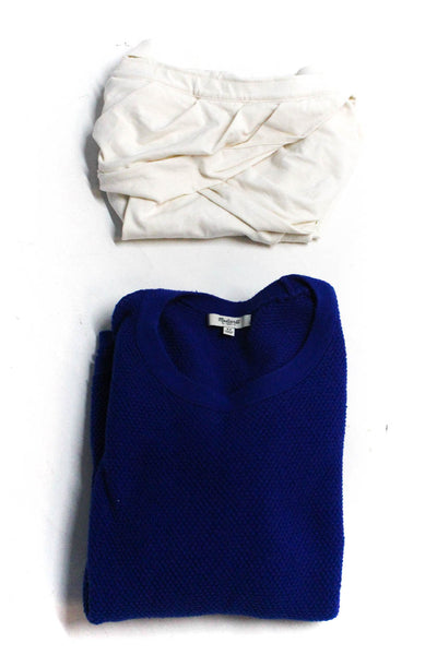 Madewell J. Crew Womens Long Sleeve Crew Neck Sweater Blue White Size XS S Lot 2