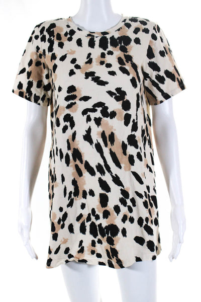 Sanctuary Womens Jersey Leopard Printed A-Line Mini Dress Beige Size S