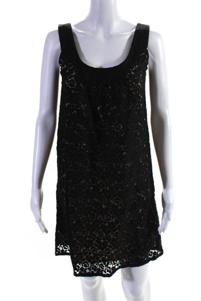 Karen Kane Womens Scoop Neck Lace Overlay Mini Shift Dress Black Size XS