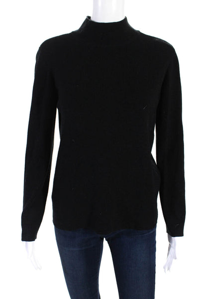 Colette Mordo Womens Ribbed Long Sleeve Mock Neck Sweater Black Size S