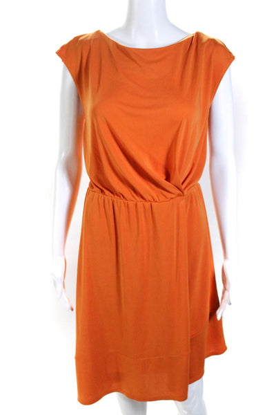 Robert Rodriguez Womens Boat Neck Short Sleeve Wrap Style Dress Orange Size XS