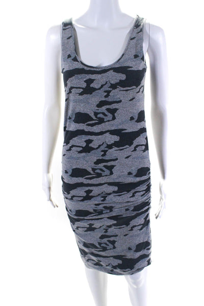 Monrow Womens Camouflage Pattern Scoop Neck Tank Sheath Dress Gray Size S