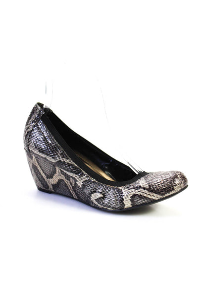 BCBG Paris Womens Patent Snakeskin Print Loafer Wedges Beige Brown SIZE 8 38