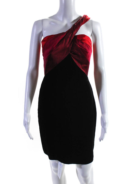 Donald Deal Womens One Shoulder Sleeveless Dress Black Red Size Small