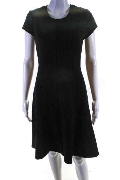 H By Halston Womens Short Sleeve Midi Shift Style Dress Black Size 4