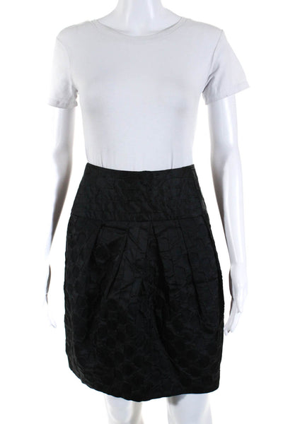 Emporio Armani Womens Geometric Print Pleated Skirt Black Size EUR 44