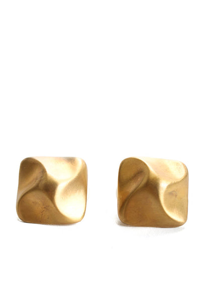 Kenneth Jay Lane Womens Gold Tone Textured Square Clip On Earrings