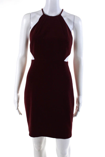 Intermix Women's Sleeveless High Neck Cutout Mini Dress Maroon Size P