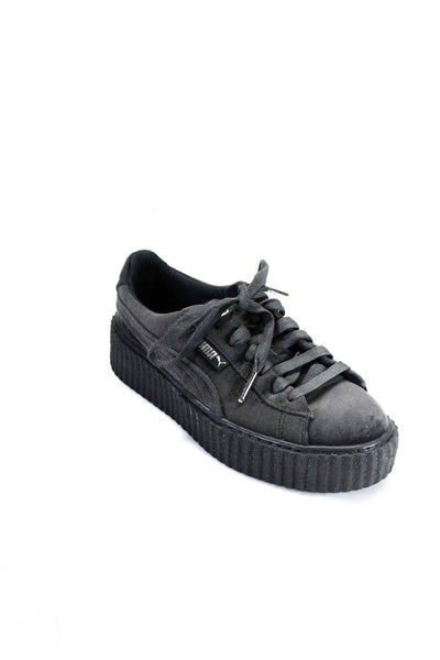 Puma x Fenty Womens Velour Low Top Platform Sneakers Gray Size 5.5