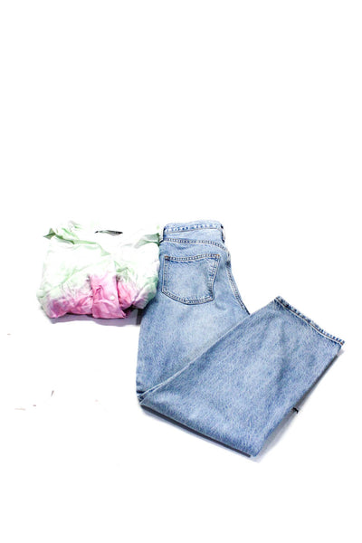 Zara Denim Forum Womens Satin Gradient Blouse Joni Jeans Size XS 24 Lot 2