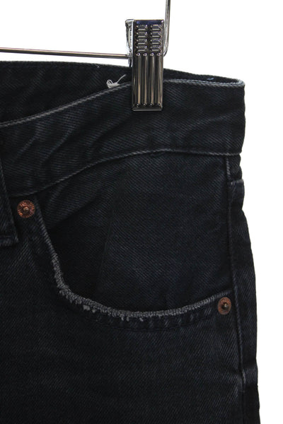 Zara Women Straight Black Cotton Jeans Button Mid Rise Size 8