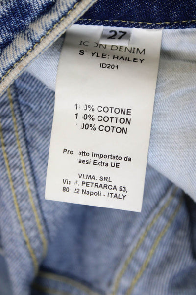 Icon Denim Womens Mom Jeans Blue High Rise 100% Cotton Inseam 28 Size 27