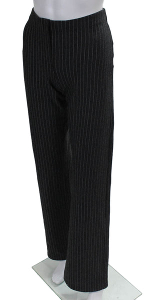 Zara Women Striped Viscose Dress Pants Gray Pull On Size L