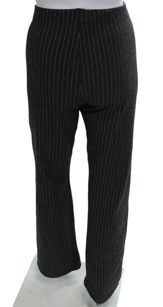 Zara Women Striped Viscose Dress Pants Gray Pull On Size L