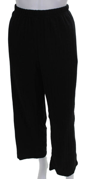 Ekouaer Womens Black V-Neck Long Sleeve Set Size L