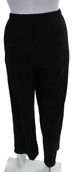 Ekouaer Womens Black V-Neck Long Sleeve Set Size L