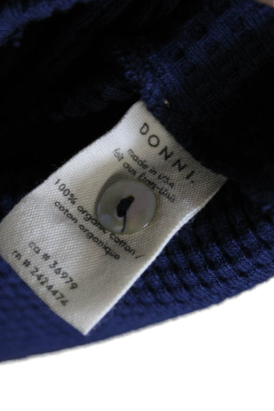 Donni Women Long Sleeve Button-Up Collared Organic Cotton Blue Top Size S