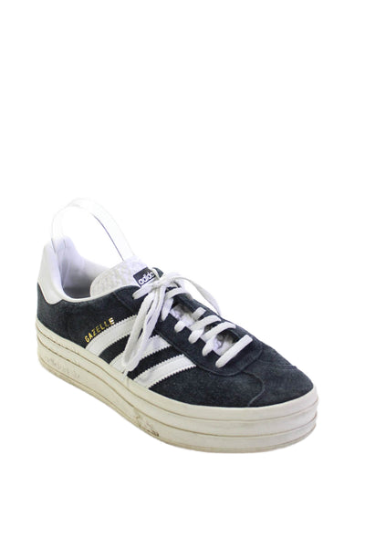 Adidas Womens Suede Lace Up Low Top Platform Sneakers Black Size 9