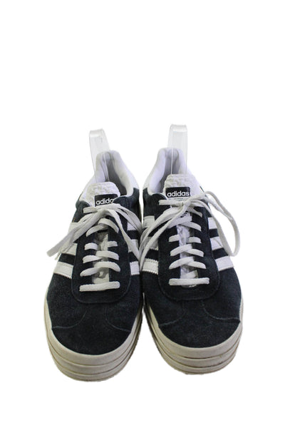 Adidas Womens Suede Lace Up Low Top Platform Sneakers Black Size 9