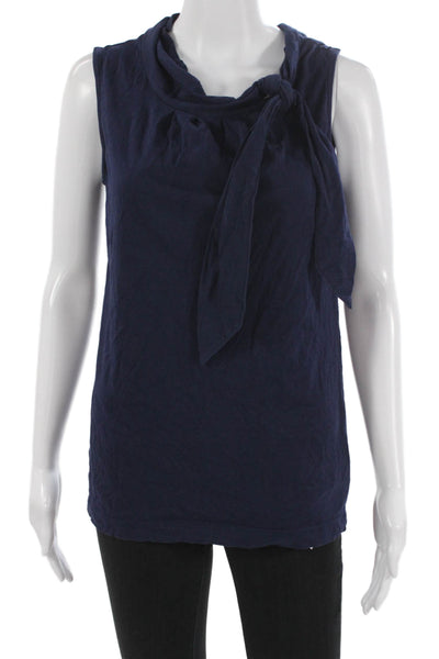 Lilly Pulitzer Womens Basic Blue Cowl Neck Pima Cotton Sleeveless Tank Size S