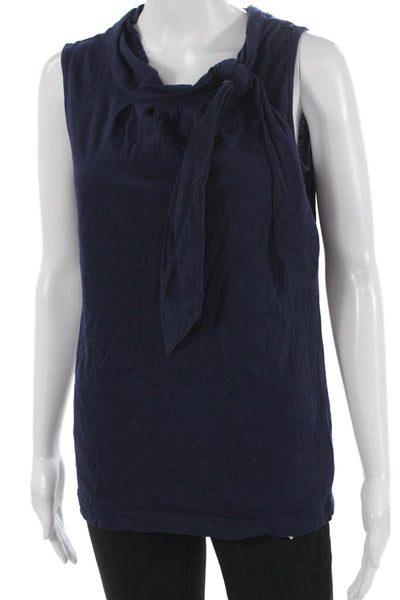 Lilly Pulitzer Womens Basic Blue Cowl Neck Pima Cotton Sleeveless Tank Size S