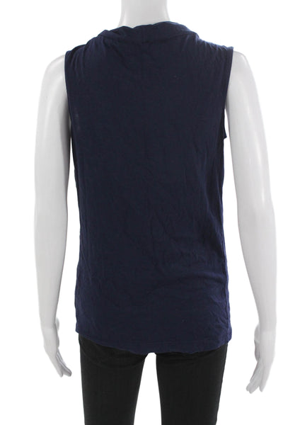 Lilly Pulitzer Womens Basic Blue Cowl Neck Pima Cotton Sleeveless Tank Size S