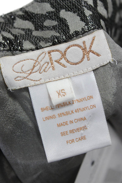 La Rok Women Silk Animal Print V-Neck Sleeveless Blouse Gray Size XS