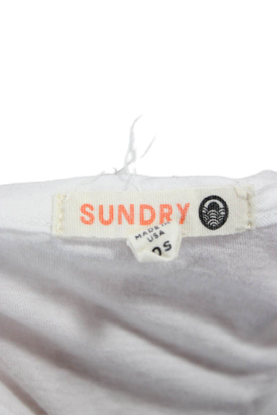 Sundry Womens T-Shirt White Cotton Round Neck Short Sleeve Size One