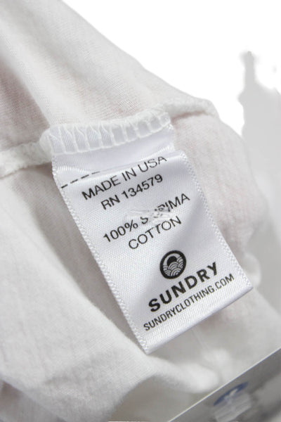 Sundry Womens T-Shirt White Cotton Round Neck Short Sleeve Size One