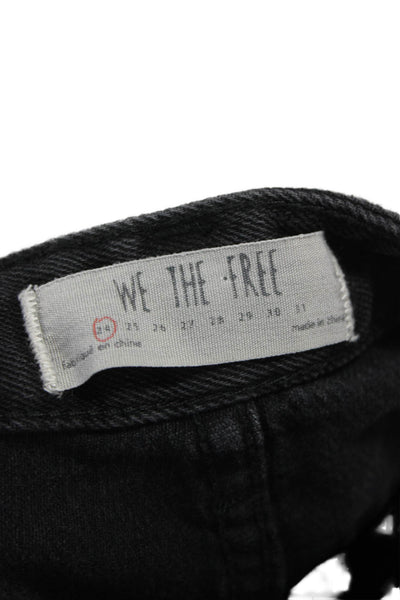 We The Free Women Flared Jeans Black Cotton Low Rise Button Inseam 29 Size 24