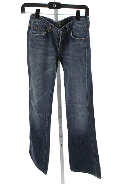 7 For All Mankind Womens Bootcut Jeans Blue Button Size 26