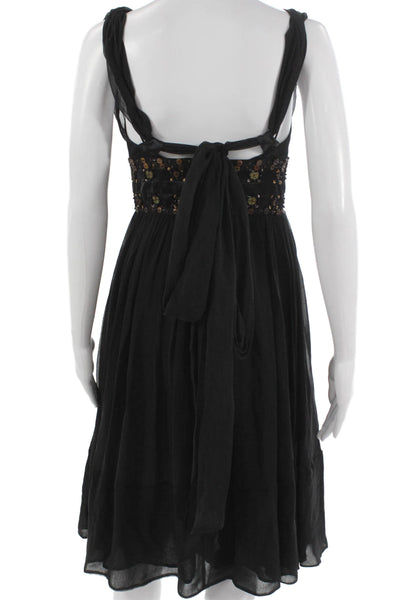 French Connection Womens A-Line Black Sweetheart Midi Sleeveless Dress Size 2