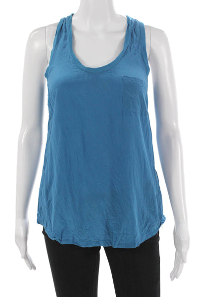 Joie Womens Silk Scoop Neck Sleeveless Basic Tank Blue Size XS