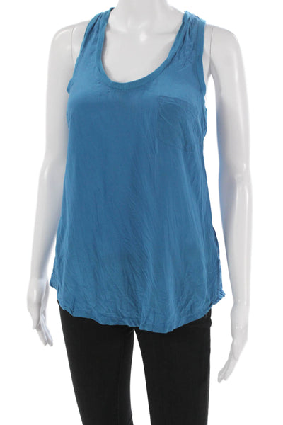 Joie Womens Silk Scoop Neck Sleeveless Basic Tank Blue Size XS